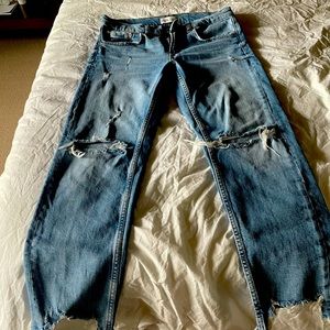ZARA ragged hem, distressed jeans.